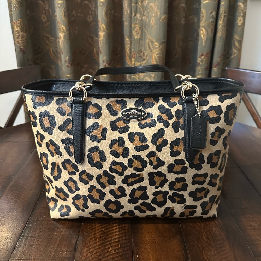 Coach Leopard Tote NWOT